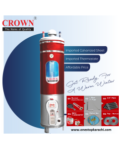 Crown Storage Geyser 30 Gallons Gauge : 10 X 14 Imported GI Pipe Electric + Gas Geyser 1 Year Brand Warranty- (HAMMALL-APPLIANCES)